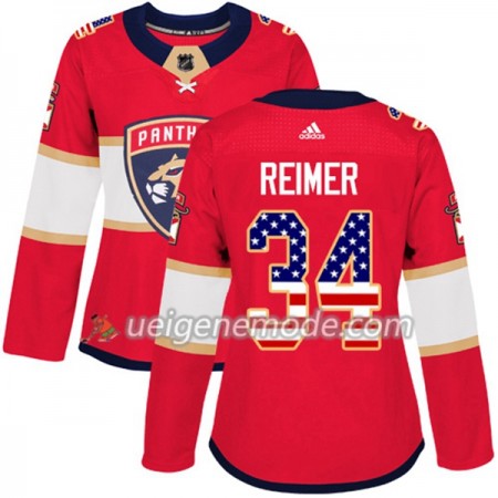 Dame Eishockey Florida Panthers Trikot James Reimer 34 Adidas 2017-2018 Rot USA Flag Fashion Authentic